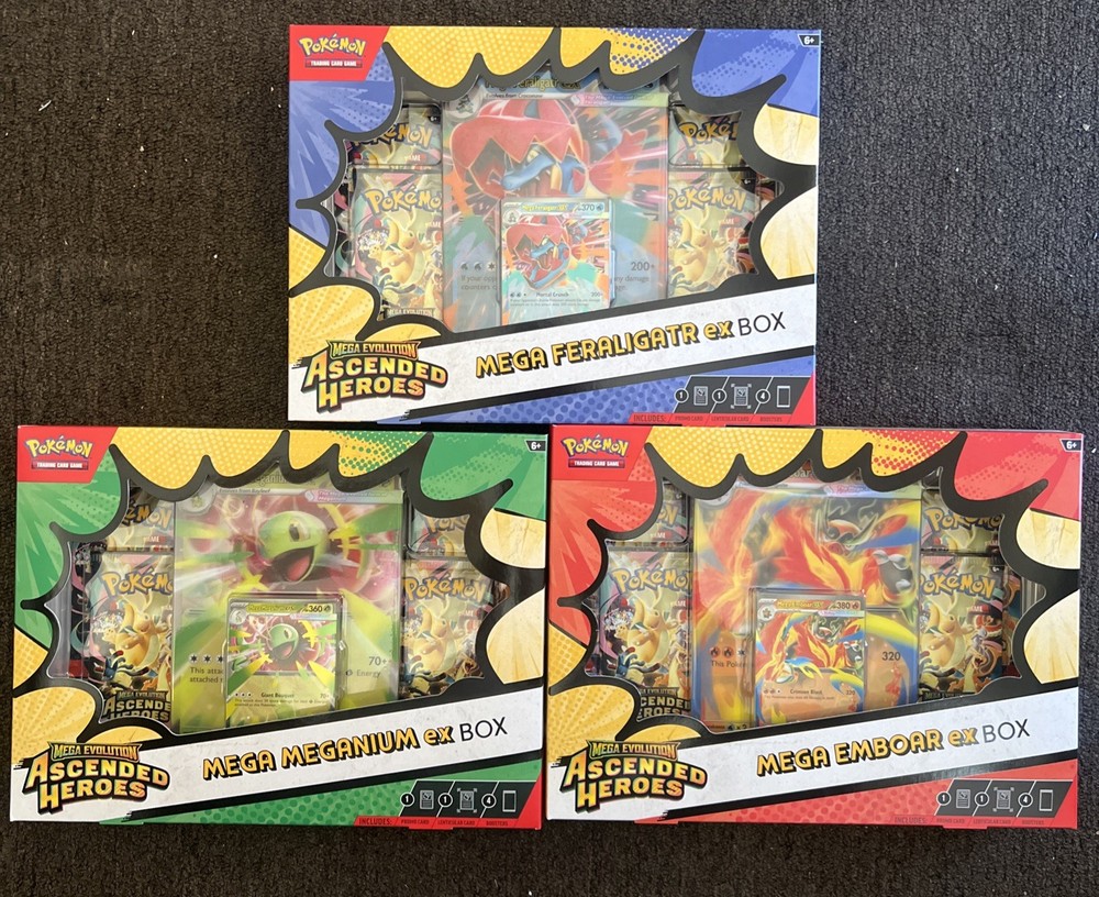 Pokemon Mega Evolution Ascended Heroes ex Box Set of 3 Factory Sealed