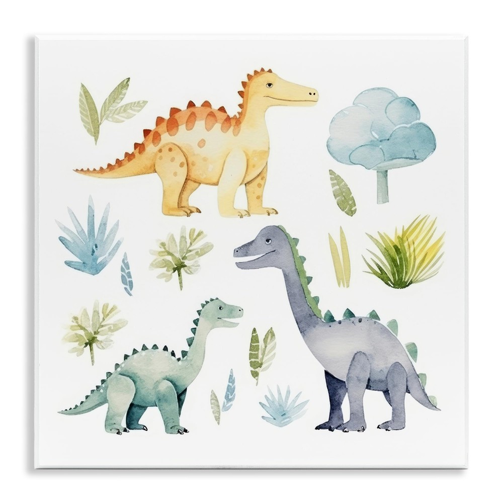 Dino Wonderland Wonders Wall Plaque Art Design by Lazar Studio, 12 x 12