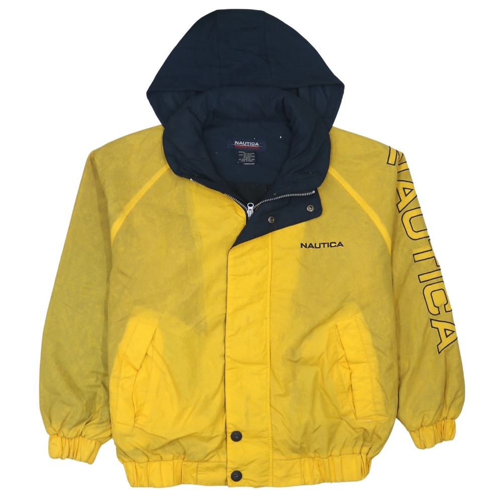 Nautica Mens Windbreaker Jacket Yellow Nautica Competition Hooded Zip Pockets XL
