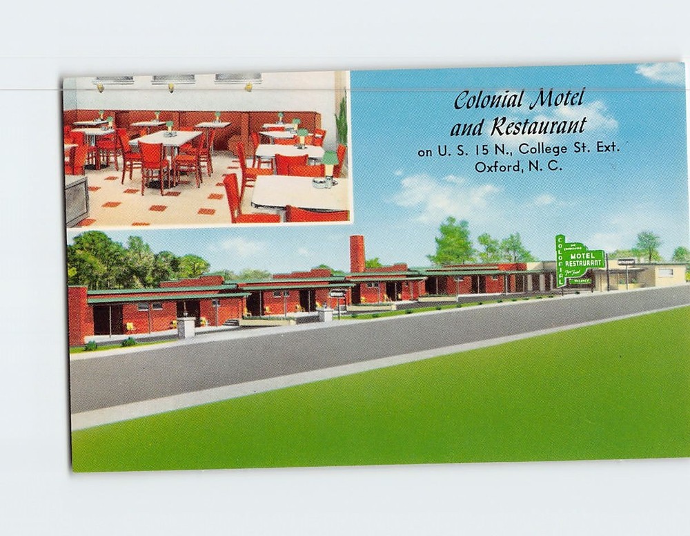 Postcard Colonia Motel & Restaurant Oxford North Carolina USA