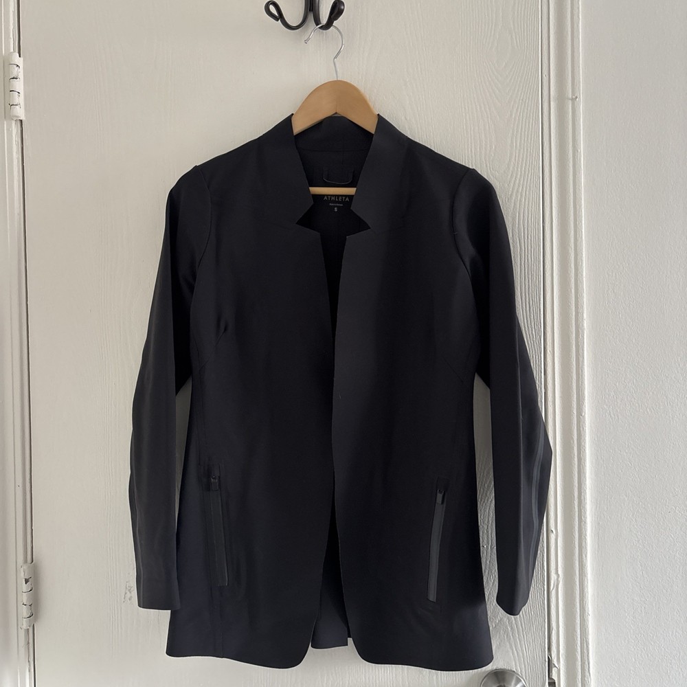 Athleta Women’s Blazer Jacket Size Small Black Open Front Stretch Career
