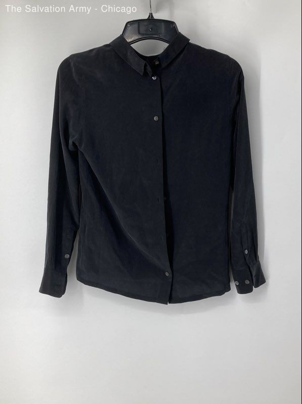 Equipment Womens Black Collared Long Sleeve Casual Button-Up Shirt Size XS