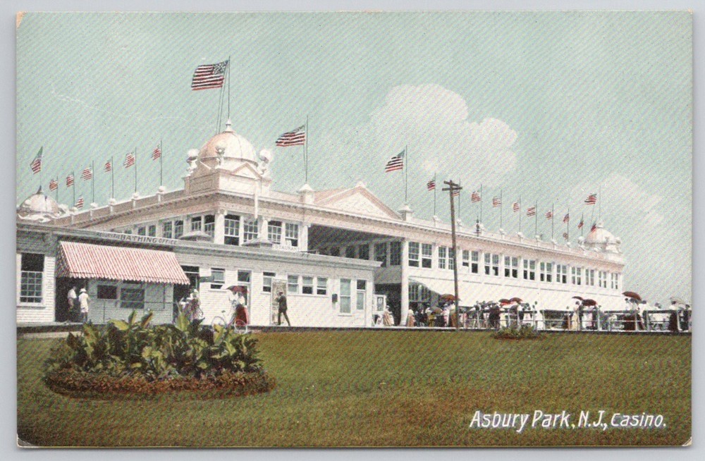 Vintage Asbury Park NJ Casino Postcard - Historic New Jersey Shore View
