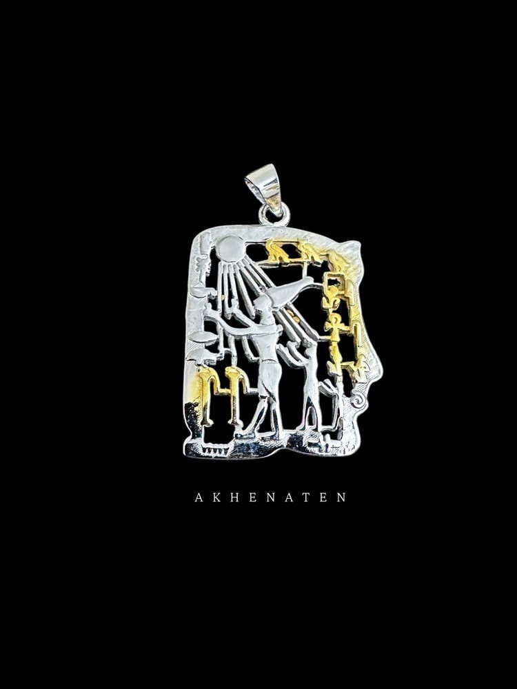 Rare Pharaoh Akhenaten adoring the Aten Pendant made from Sterling Silver