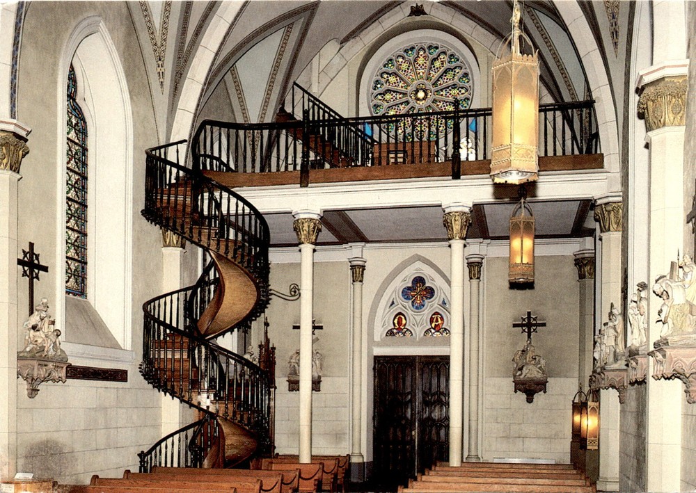 LORETTO CHAPEL, SANTA FE, NEW MEXICO, spiral stairway, Postcard