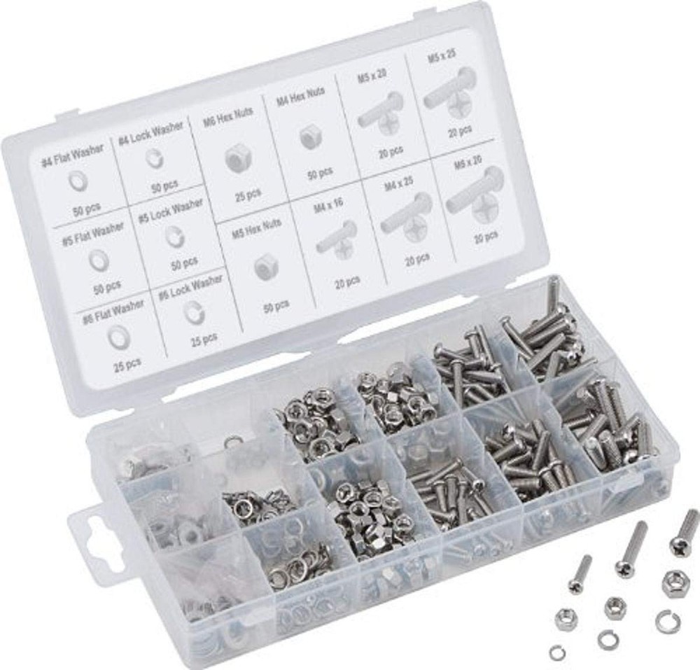 45250 Metric Nut and Bolt Assortment-475 Piece (, M5, M6), Steel