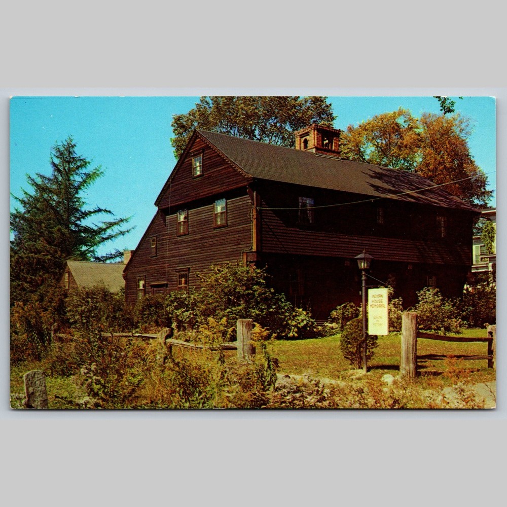 Postcard Old Indian House Deerfield Massachusetts Historic Architecture