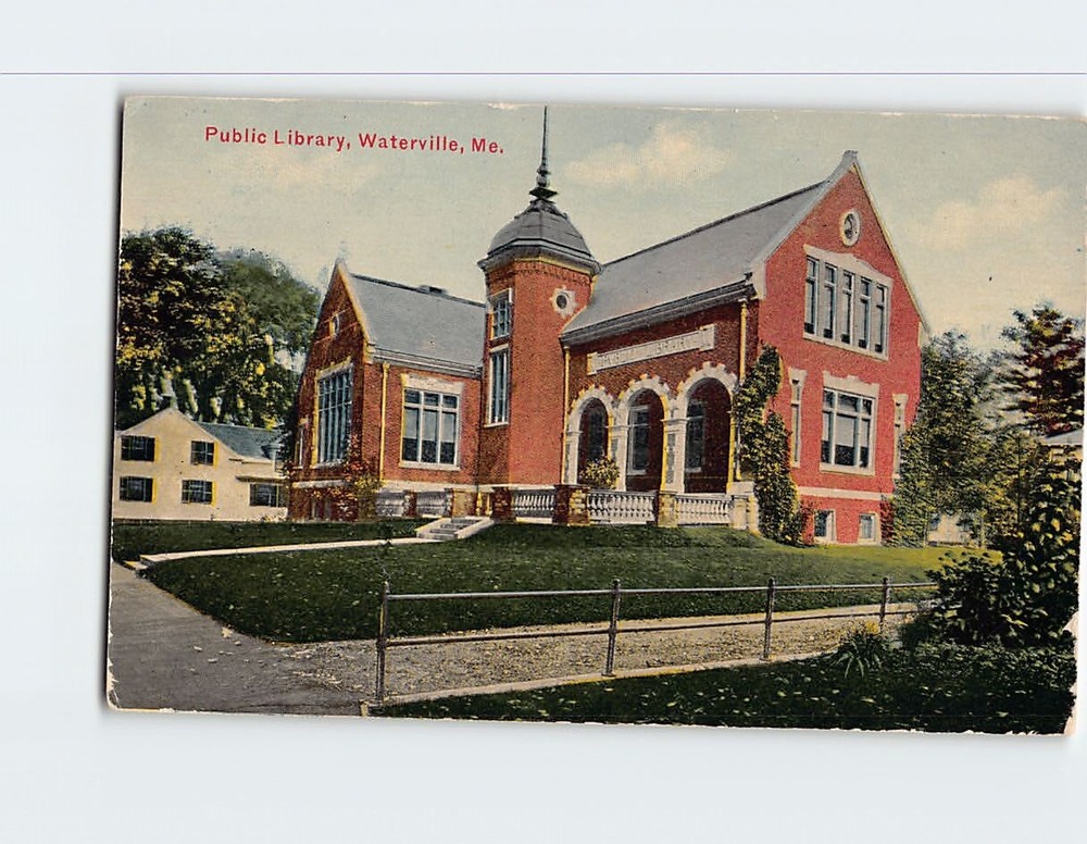 Postcard Public Library Waterville Maine USA