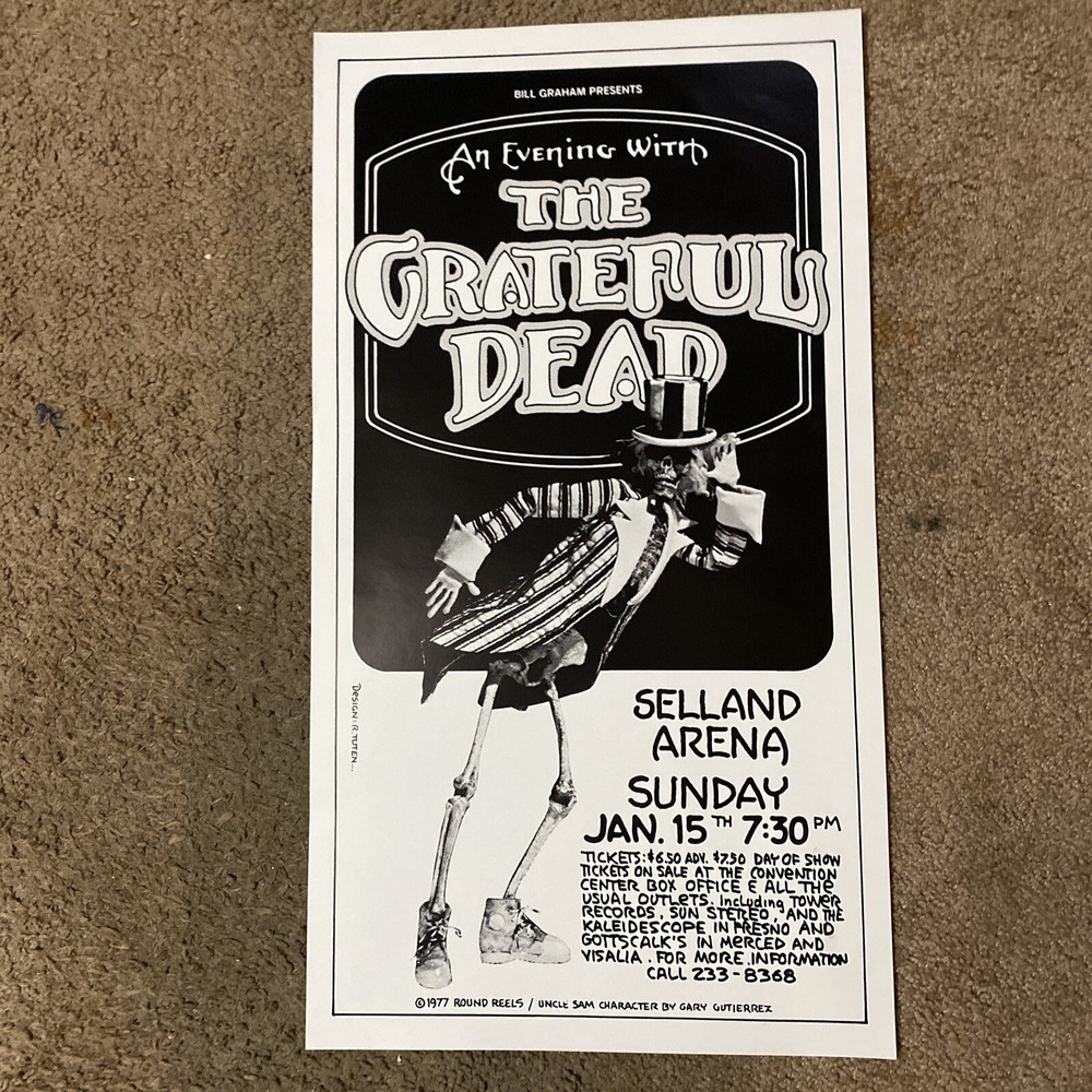 1978 Selland Arena Grateful Dead Concert 2nd Printing Poster Jerry Garcia.