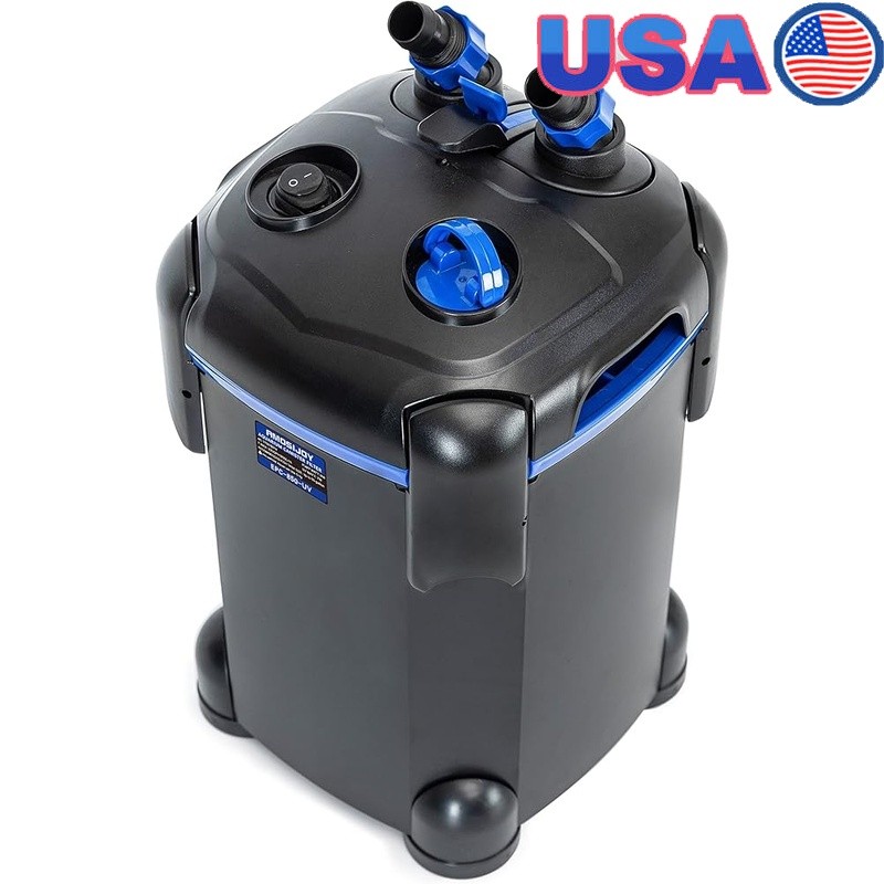 High Flow External Aquarium Canister Filter W/ Replacement Bulb & Filter Media