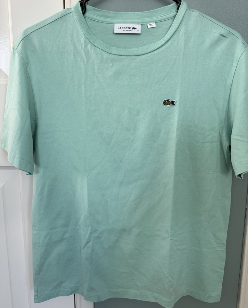 Lacoste Relaxed Fit Light Green Men's Cotton Logo Short Sleeve T-Shirt Size 32