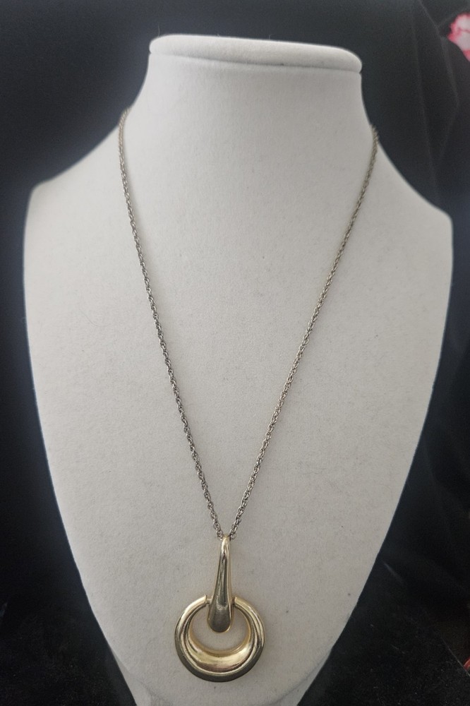 Vintage Gold-tone Modernist Pendent Necklace