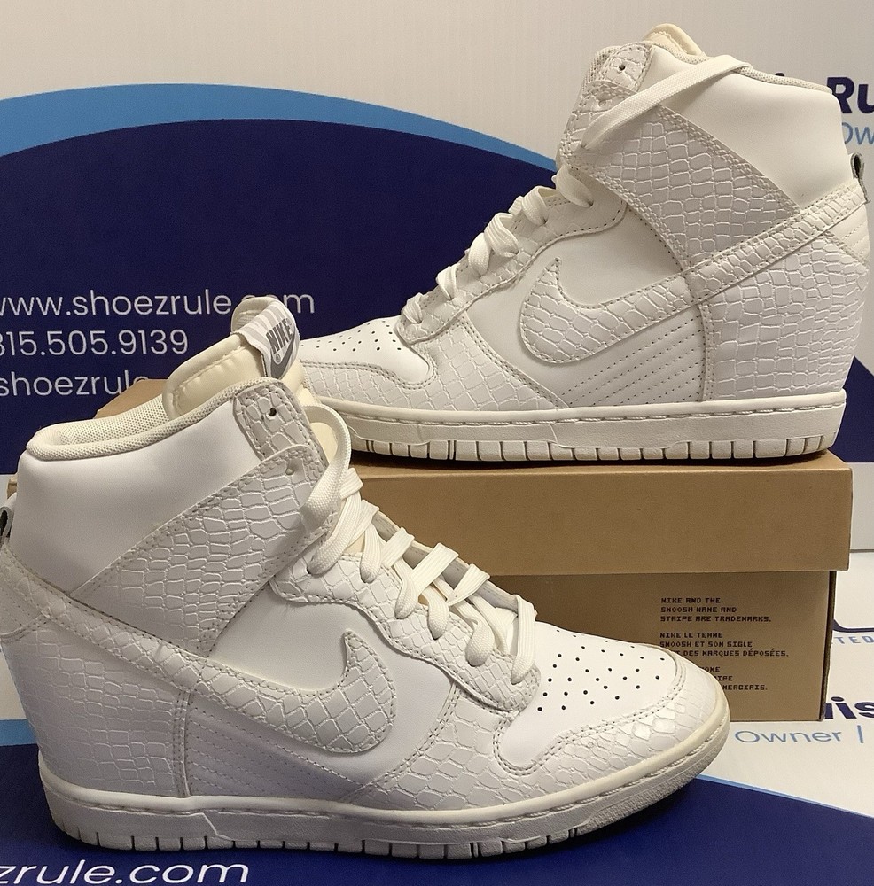 Nike Dunk Sky High Wedge Croc Snakeskin Triple White Women’s Size 9