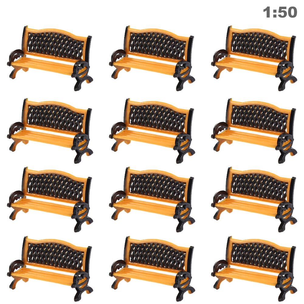 12pcs Model Trains O Scale 1:50 Platform Park Street Seat Bench Chair ZY34050OB