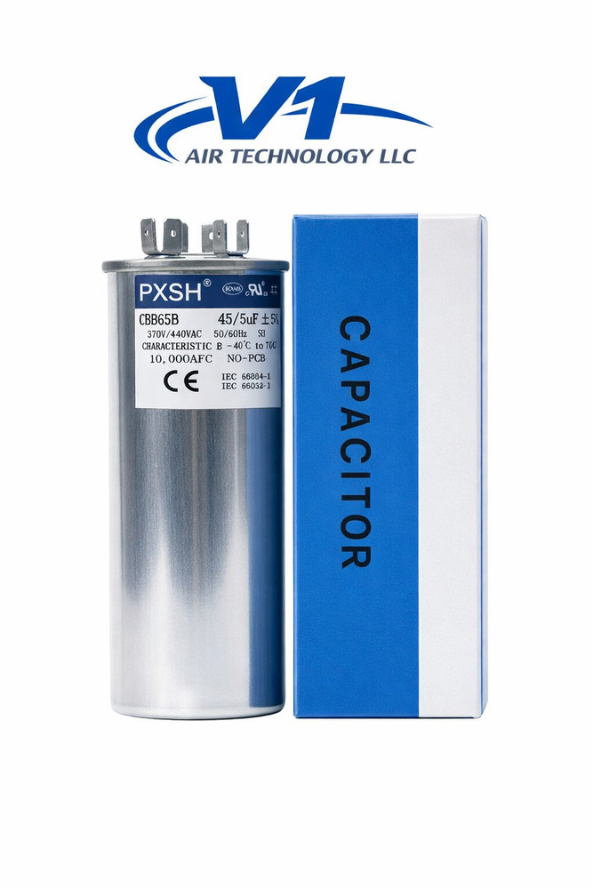 AC CAPACITOR 45/5 uF  370 or 440 VAC Dual Run Capacitor AC 45+5 MFD PRO GRADE-image