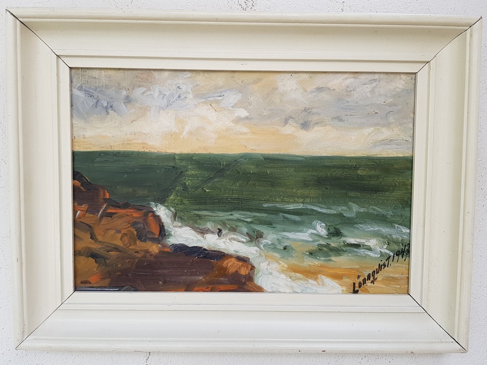 Pintura al óleo obra de arte con marco pintura pintura al óleo paisaje mar 1947 año