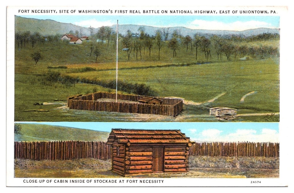 Fort Necessity Washington's First Battle PA Vintage Postcard T. Robbins