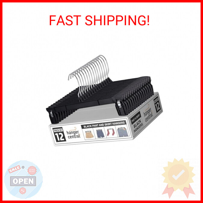 12 Pack Heavy Duty Slim Plastic Hangers for Pants Skirts Shorts Space Saving