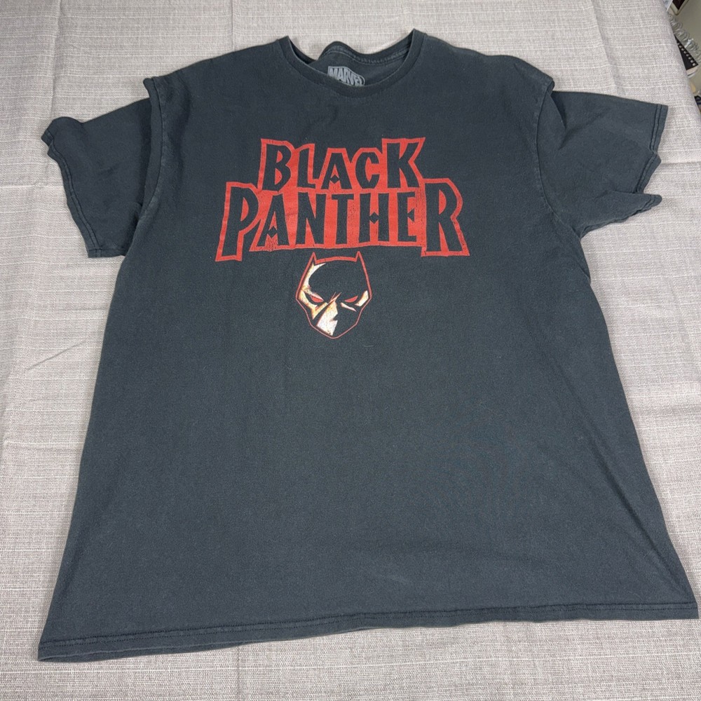 Marvel Black Panther Mens XL T-Shirt Black Graphic Tee Short Sleeve
