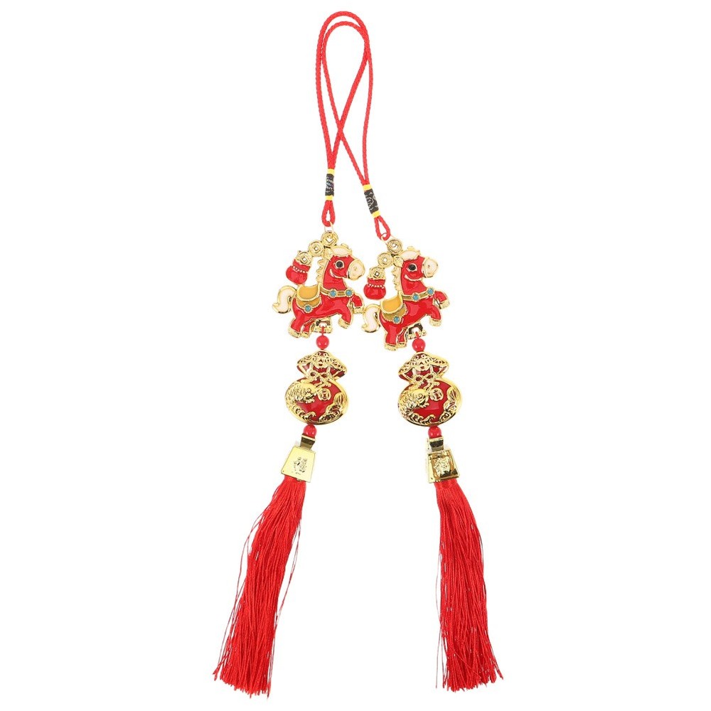 2 Pcs Horse Desk Decor Lucky Tassel Feng Shui Charms Chinese New Year