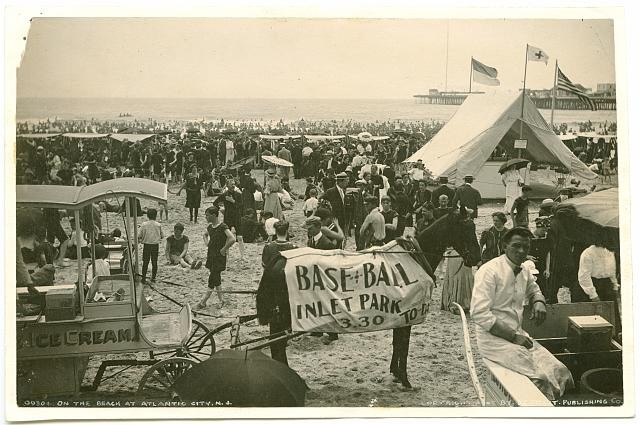 Beach,Atlantic City,NJ,Horse,Baseball,Inlet Park,Ice Cream,c1905,First Aid