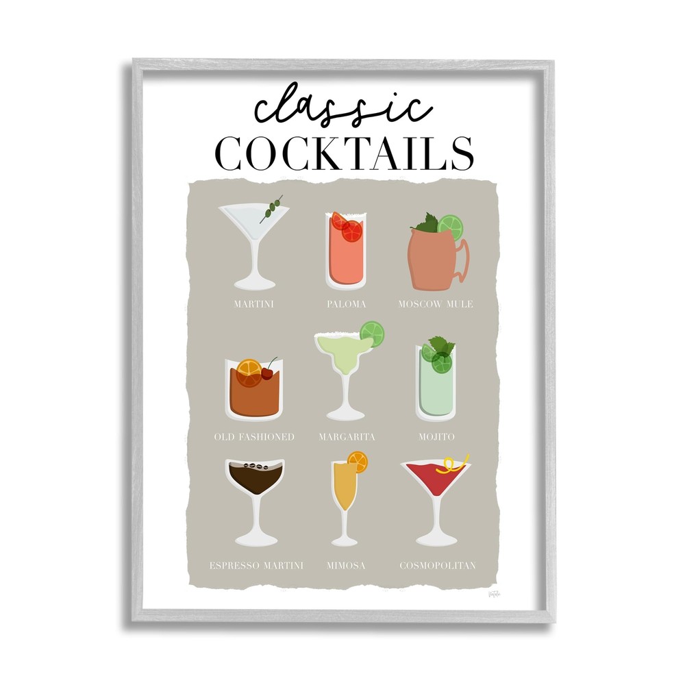 Classic Cocktails Framed Giclee Art Print by Natalie Carpentieri