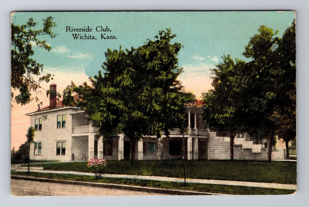 Wichita KS-Kansas, Riverside Club, Antique, Vintage Souvenir Postcard