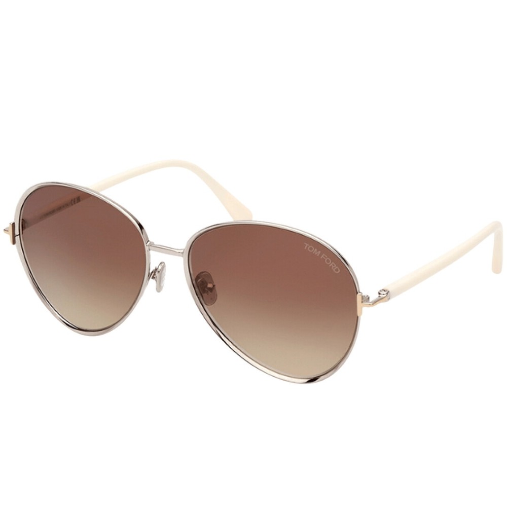 Tom Ford FT1028 Silver Aviator Sunglasses 16G Frame