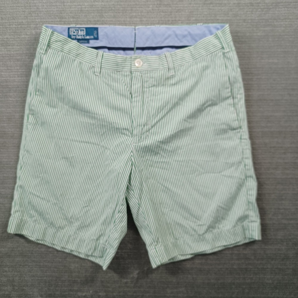 Polo Ralph Lauren Shorts Mens 30 Slim GI Fit Green Seersucker Chino 8