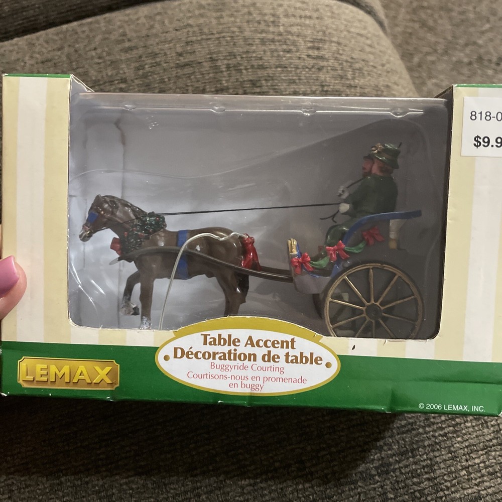 2006 Lemax Retired Christmas Horse Carriage Table Accent Buggyride Courting-image