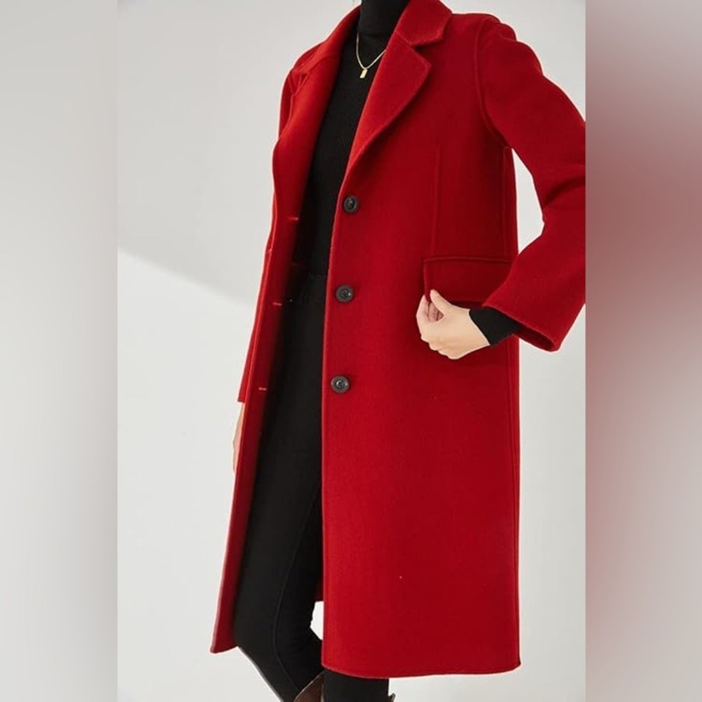 Lauren Ralph Lauren Red Wool Blend Reefer Coat Classic Preppy Holiday Style Size 6