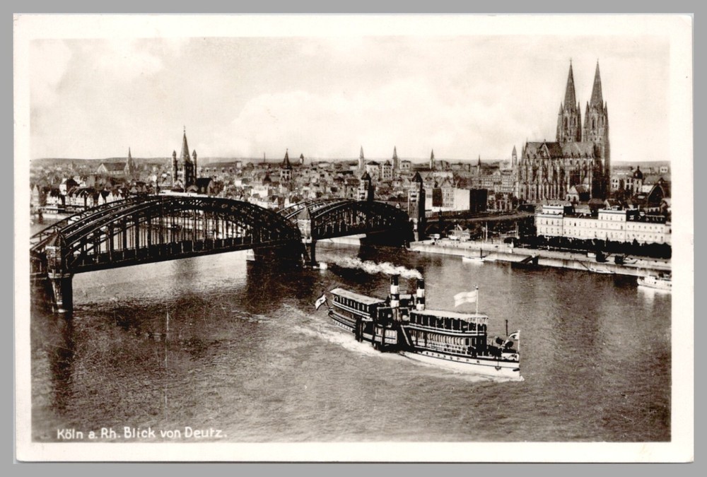 RPPC Cologne From Deutz Germany c1910 Hohenzollern Bridge Cathedral Postcard