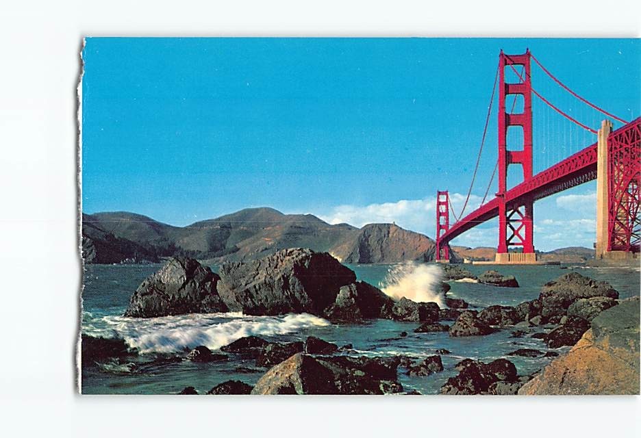 Postcard View of the Golden Gate Bridge San Francisco California USA