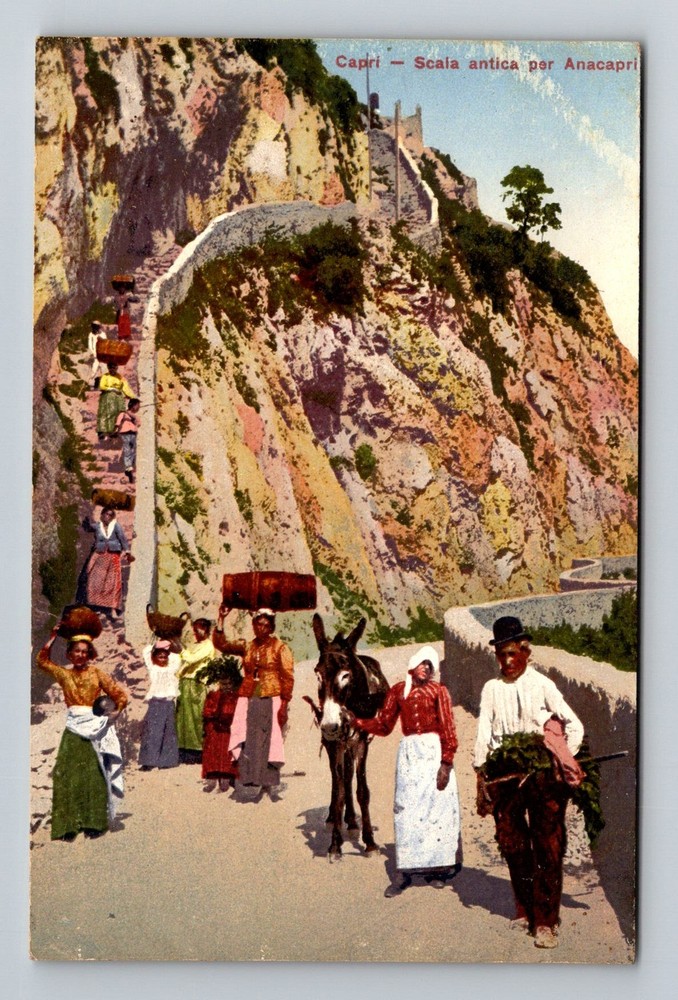 Italy- Capri Ancient Stairs Souvenir Old Postal Old Card View Vintage Postcard