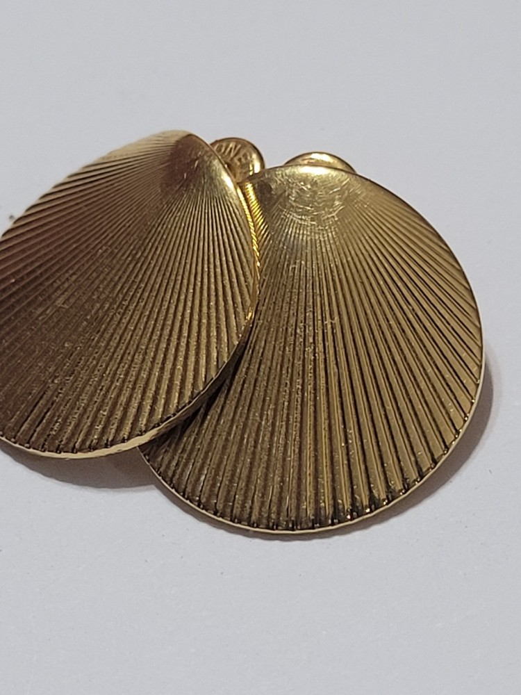 Vintage Monet Domed Seashell Post Stud Goldtone Earrings Fashion Costume Jewelry