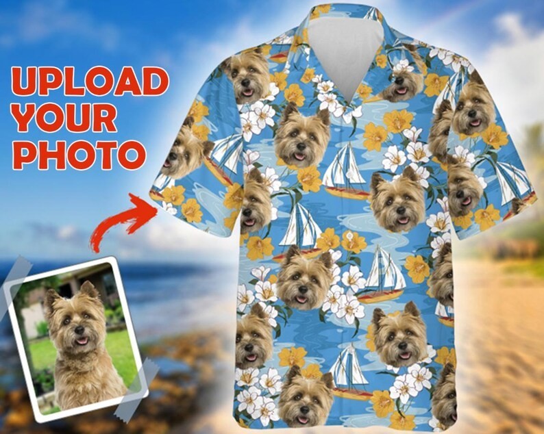 Custom Dog Face Hawaiian Shirt Personalized Pet Photo Dog Lover Gift