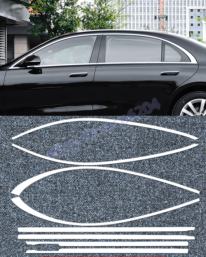 For Benz S-Class 2021-2024 Chrome Windows Strip Sill Molding Cover Trim