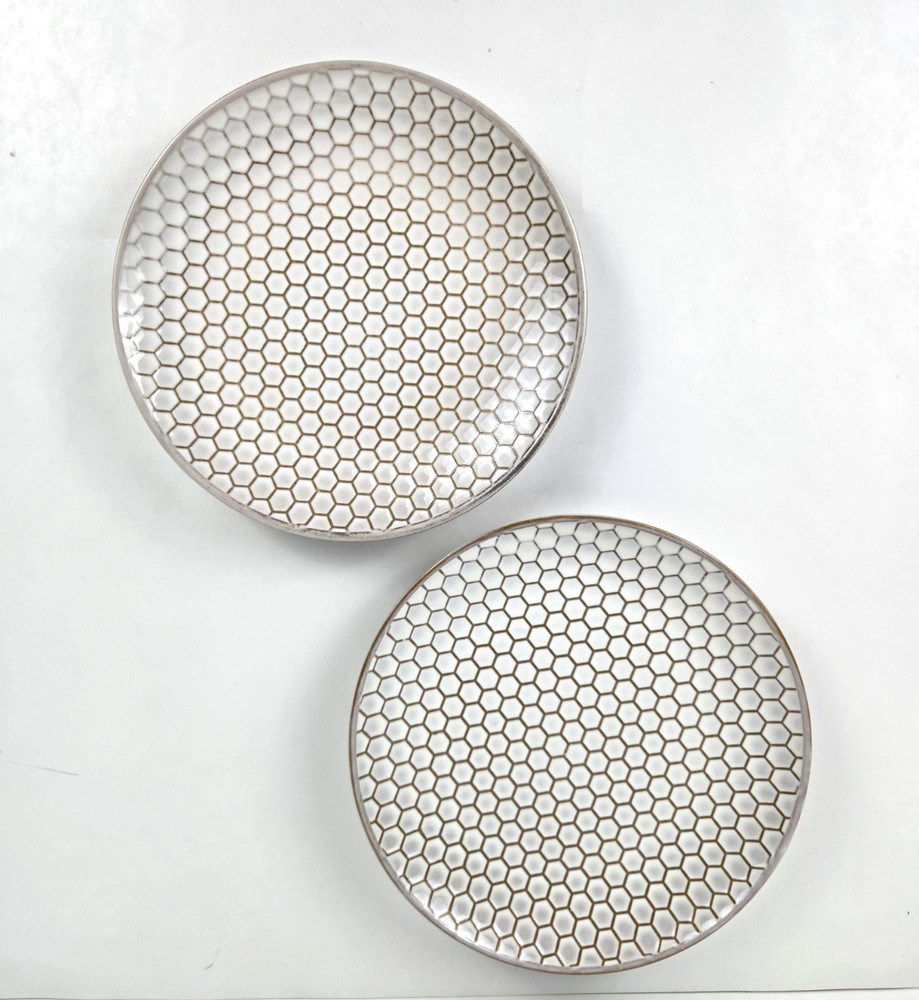 World Market Salad/Dessert Plate Honeycomb Design Stoneware 8