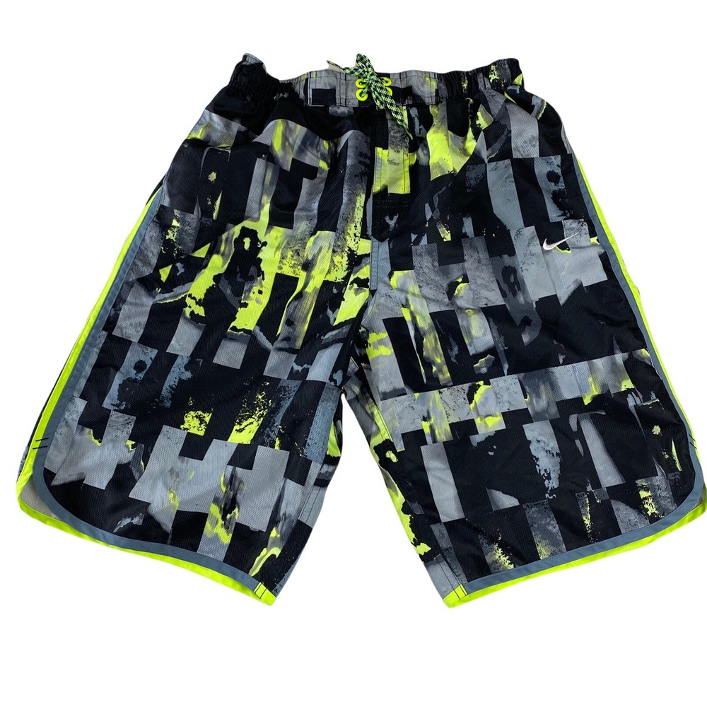 Nike Mens Printed Graphic Abstract Breaker Swim Shorts Trunks Size S Pockets-image