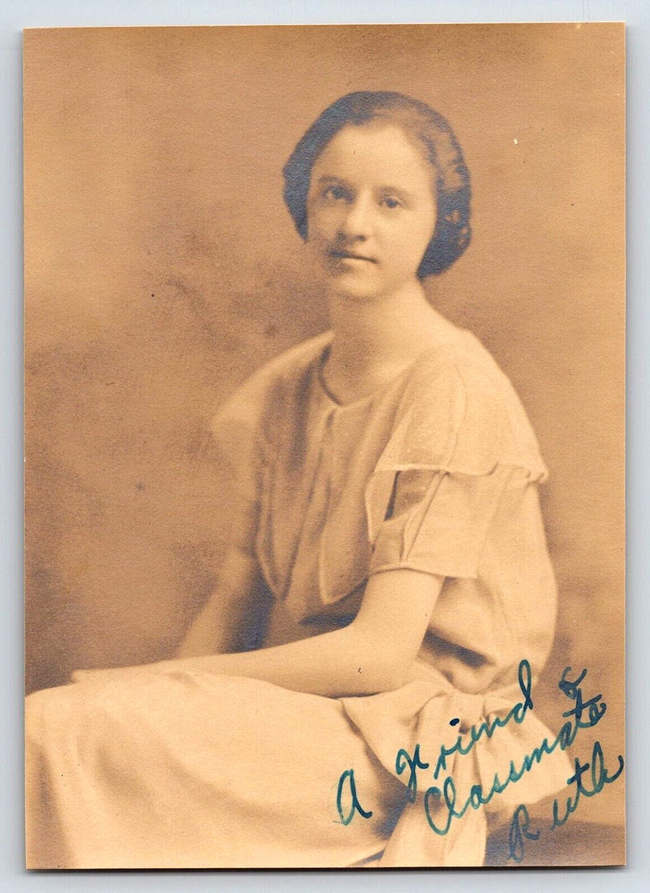 Vintage Picture Photo Old Photograph Girl Lady Dress School Student Signed