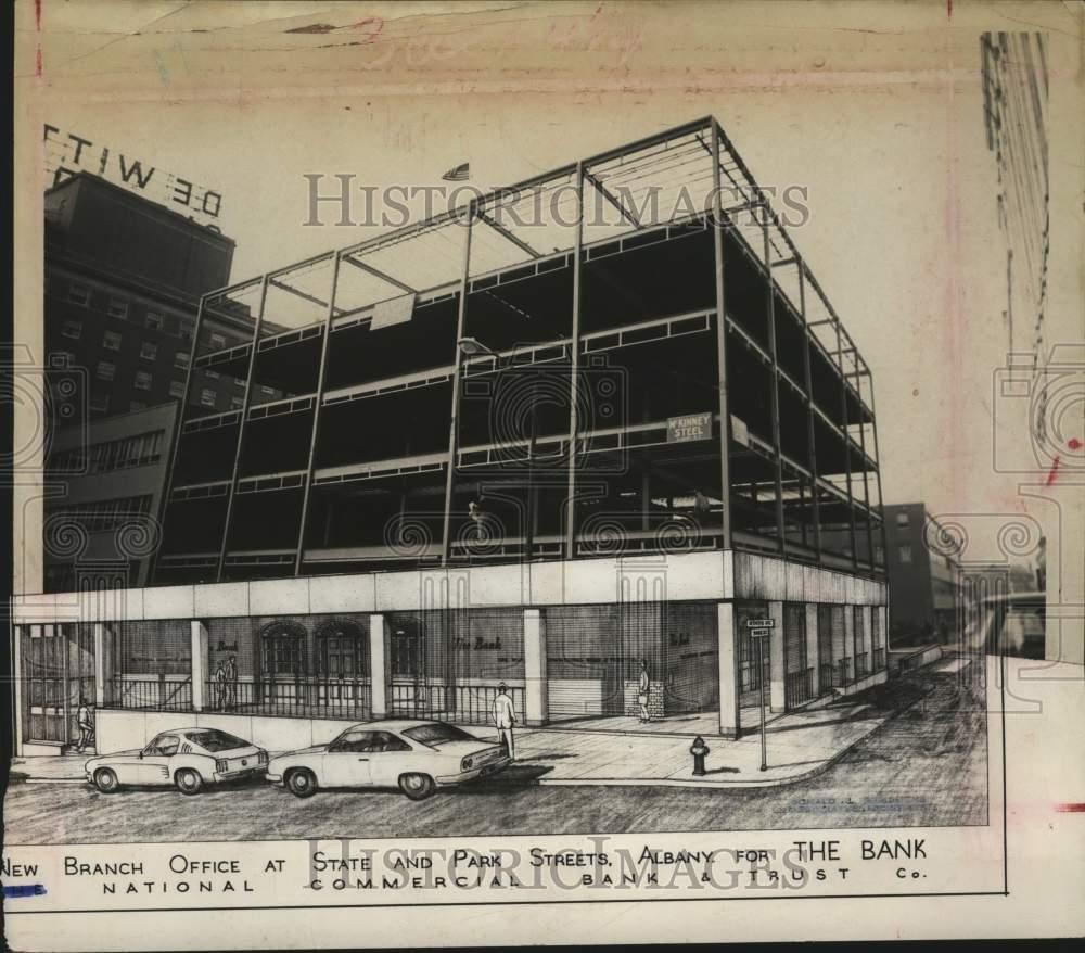 1968 Press Photo Architect's sketch of National Commercial Bank & Trust building