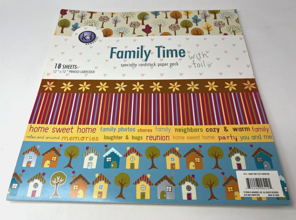 Ki Memories FAMILY TIME Specialty Cardstock Paper Pack w/Foil 18 Sheets 12