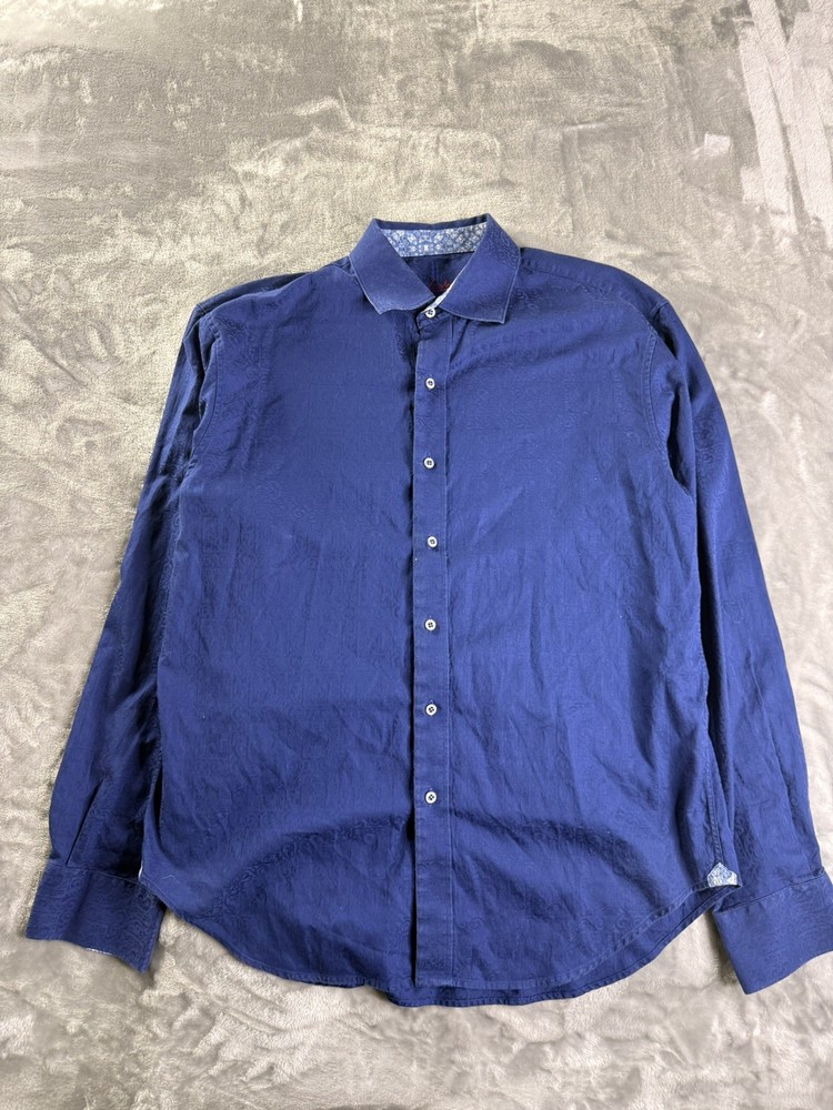 Robert Graham Button Up Shirt Mens XL Blue Paisley Classic Fit Career LuxuryCity