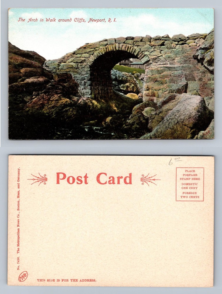 Newport, RI-Rhode Island, Arch in Cliff Walk Path Souvenir Vintage Postcard