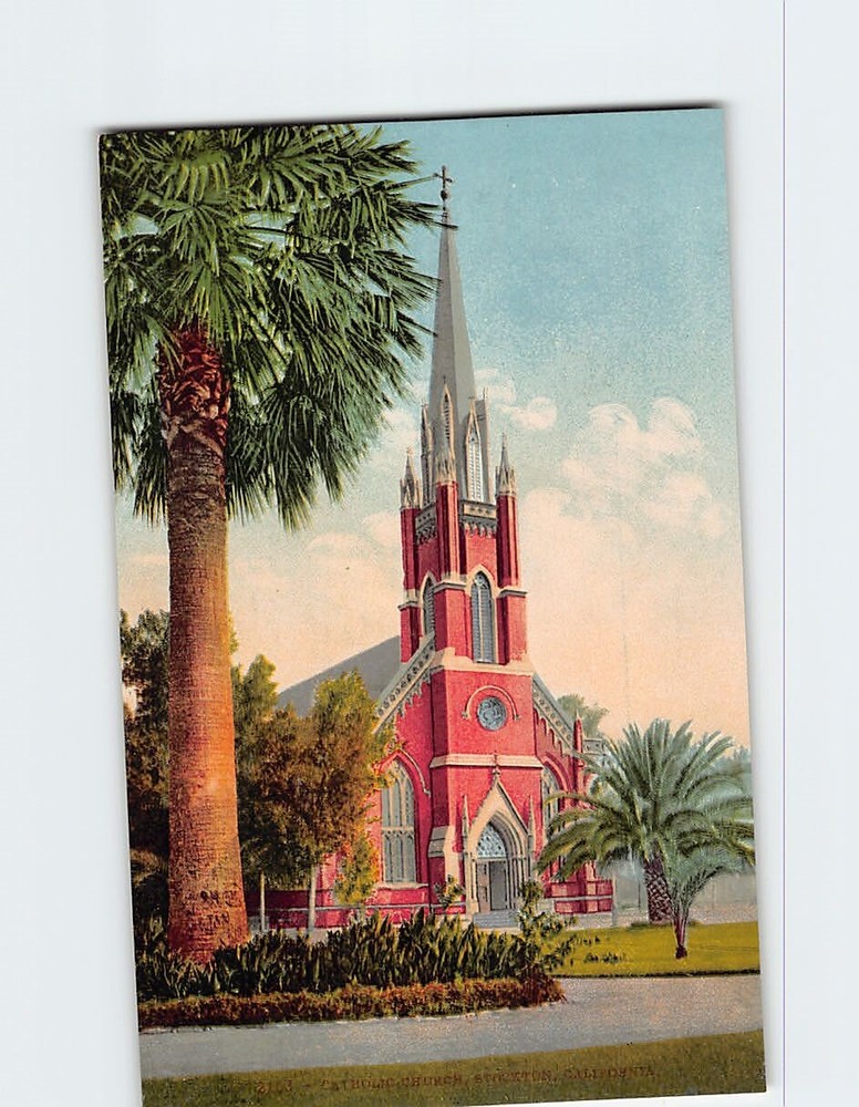 Postcard St. Mary's Catholic Church Stockton California USA