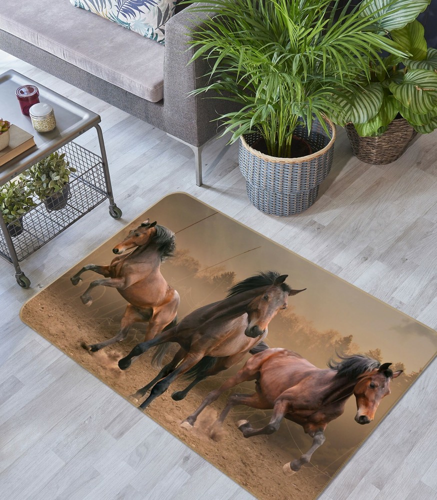 3D Brown Horse Dust O3112 Animal Non Slip Rug Mat Elegant Photo Carpet Fay