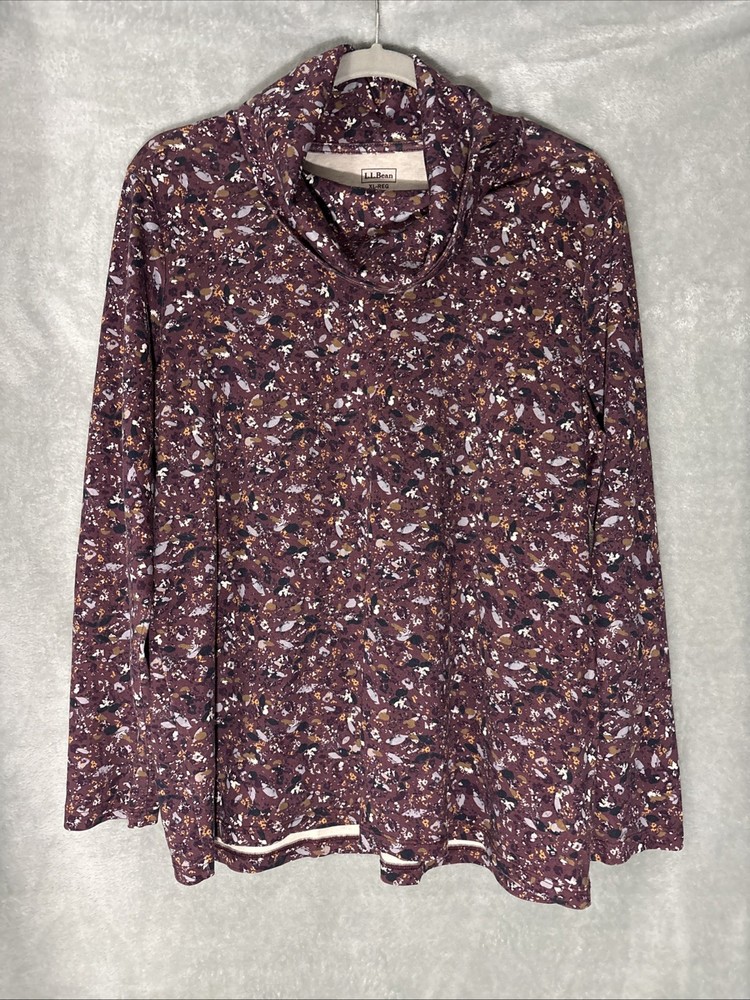 L.L. Bean Women's Suprima Cotton Cowl Neck Long Sleeved Shirt, Size XL, Merlot