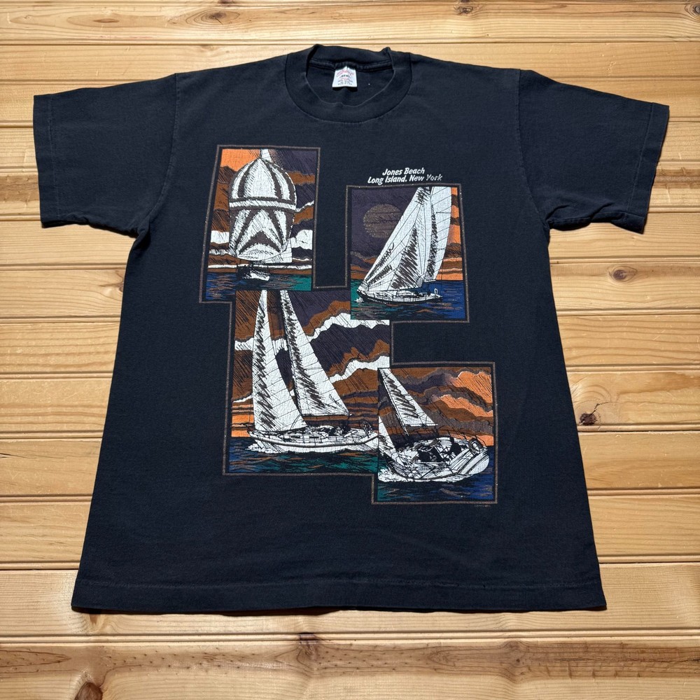 Vintage 90s Jones Beach Long Island New York Sailing Souvenir T-Shirt USA Medium