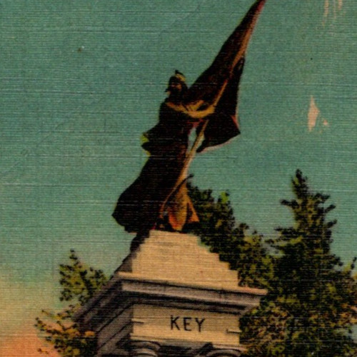 Vintage Postcard Francis Scott Key Monument Eutaw Place Baltimore MD Maryland