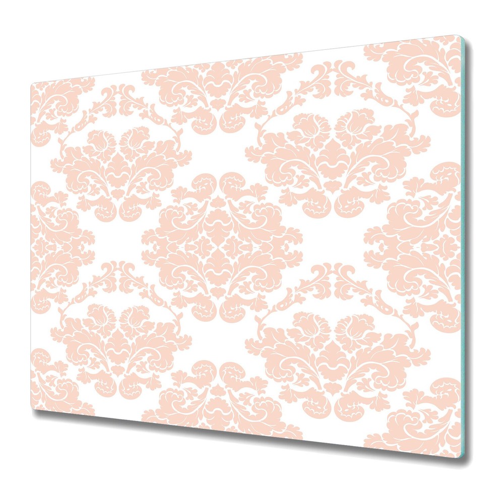 Elegant Pink & White Flower Glass Worktop Saver 60x52cm Ornament